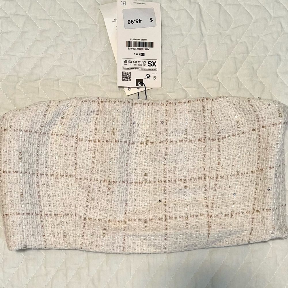 Chic White Plaid Tube Top